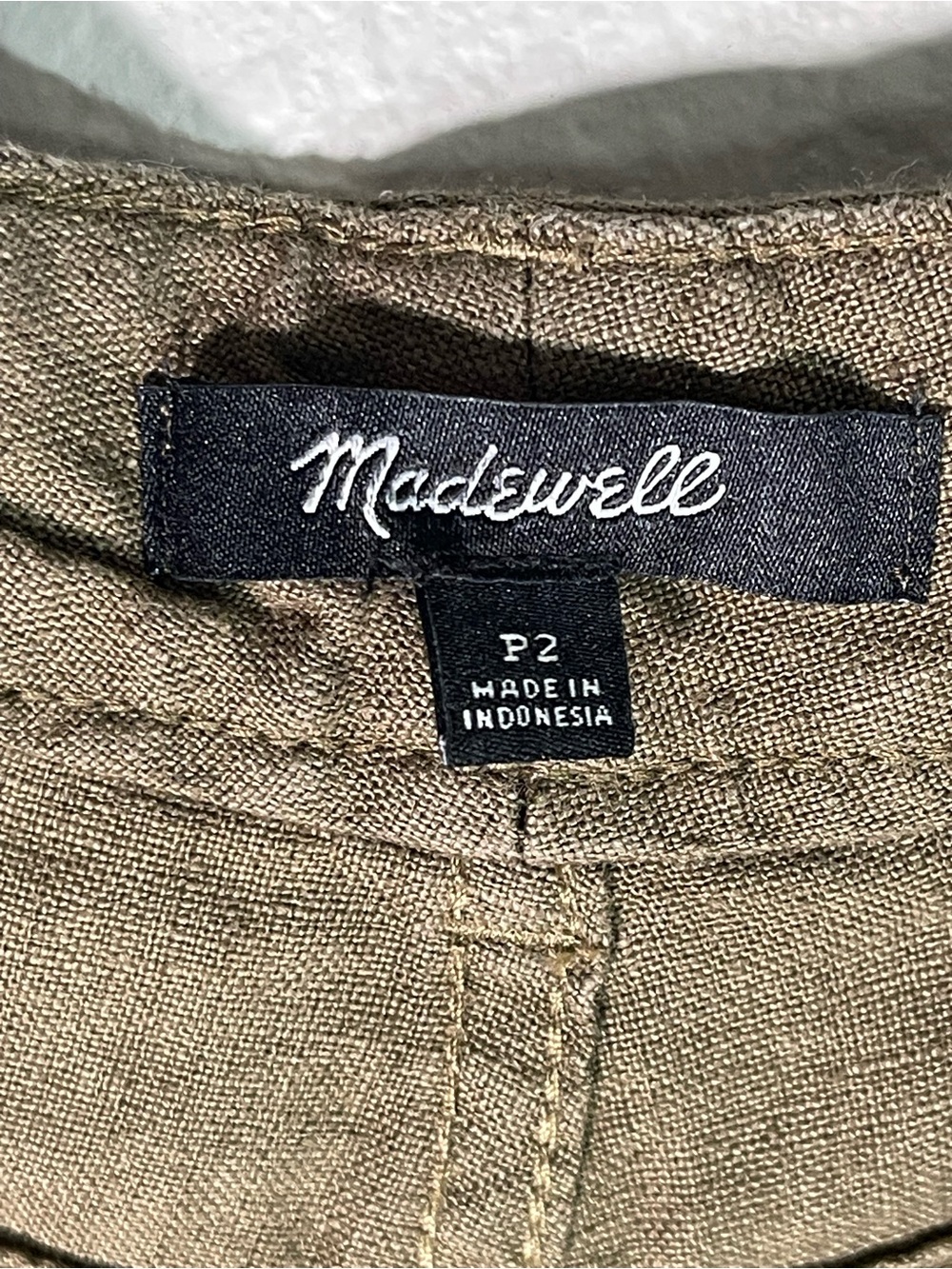 Madewell The Petite Zoe Relaxed Wide Pant in 100% Linen Size 2P in Safari Khaki - Picture 8 of 16